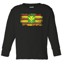 Kanaka Maoli Hawaiian Flag Pride Distressed Sovereign Gifts Toddler Long Sleeve Shirt