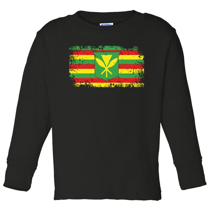 Kanaka Maoli Hawaiian Flag Pride Distressed Sovereign Gifts Toddler Long Sleeve Shirt