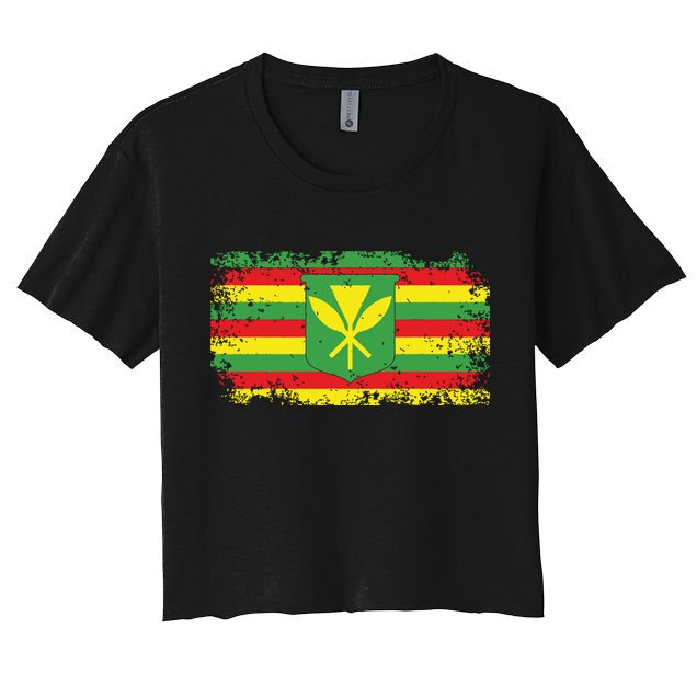 Kanaka Maoli Hawaiian Flag Pride Distressed Sovereign Gifts Crop Top
