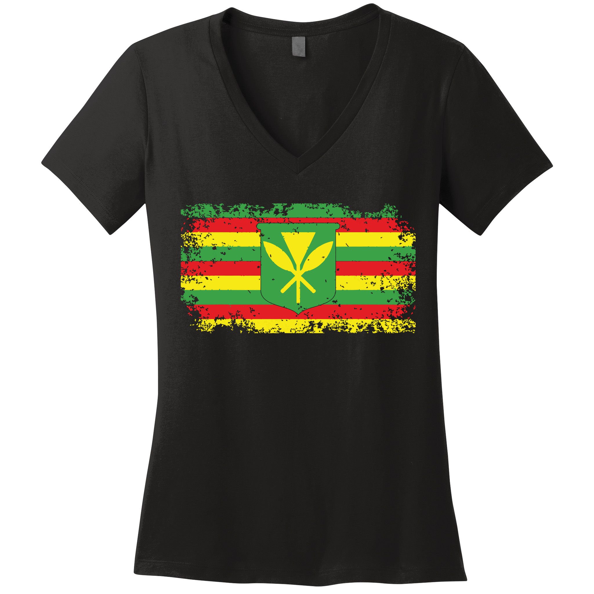 Kanaka Maoli Hawaiian Flag Pride Distressed Sovereign Gifts Women's V-Neck T-Shirt