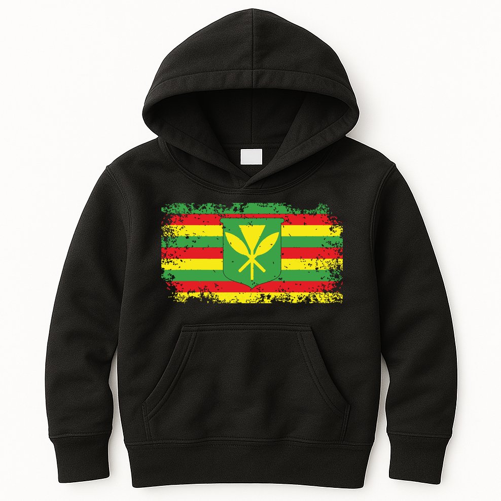Kanaka Maoli Hawaiian Flag Pride Distressed Sovereign Gifts Kids Hoodie