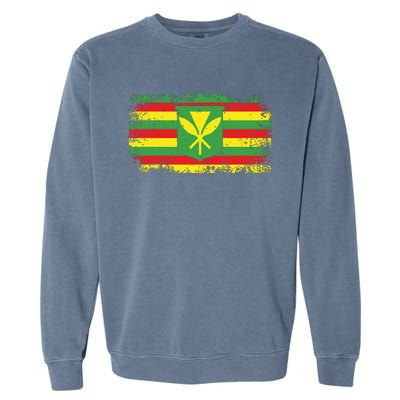 Kanaka Maoli Hawaiian Flag Pride Distressed Sovereign Gifts Garment-Dyed Sweatshirt