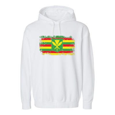 Kanaka Maoli Hawaiian Flag Pride Distressed Sovereign Gifts Garment-Dyed Fleece Hoodie