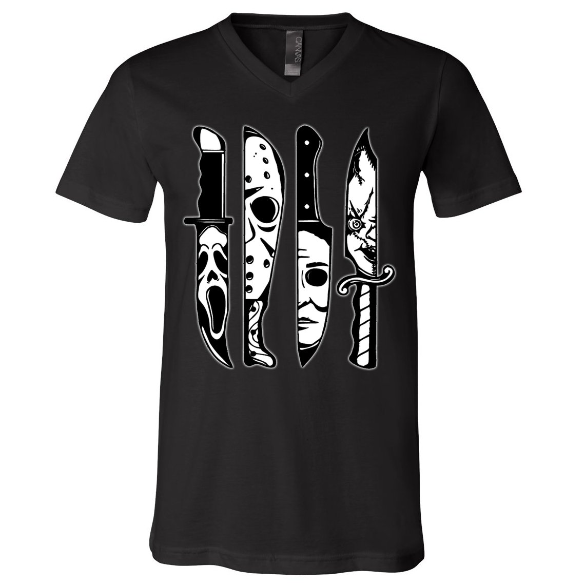 Knives Machete Horror Movies Halloween V-Neck T-Shirt