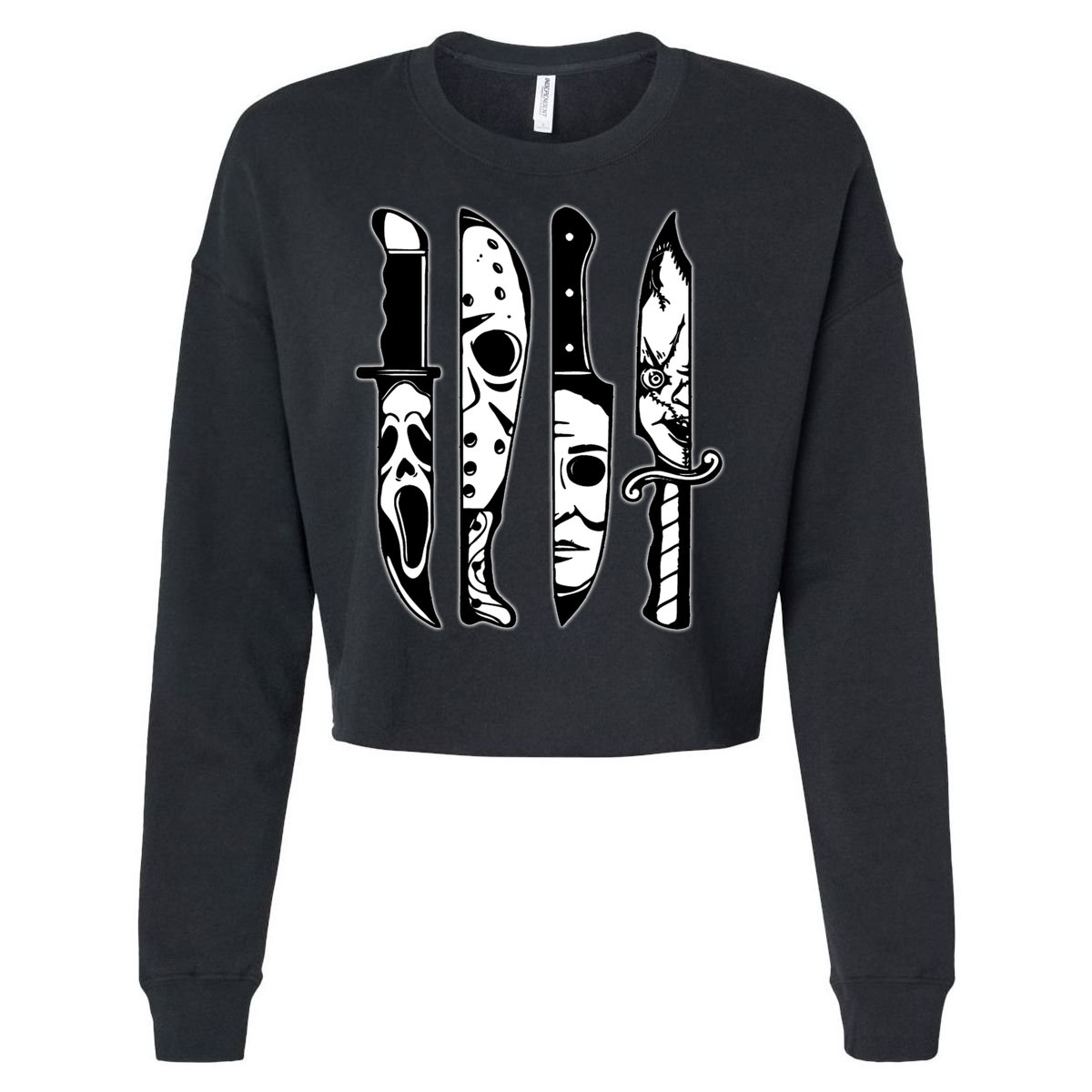 Knives Machete Horror Movies Halloween Cropped Pullover Crew