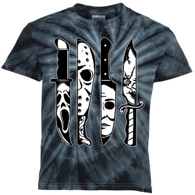 Knives Machete Horror Movies Halloween Kids Tie-Dye T-Shirt