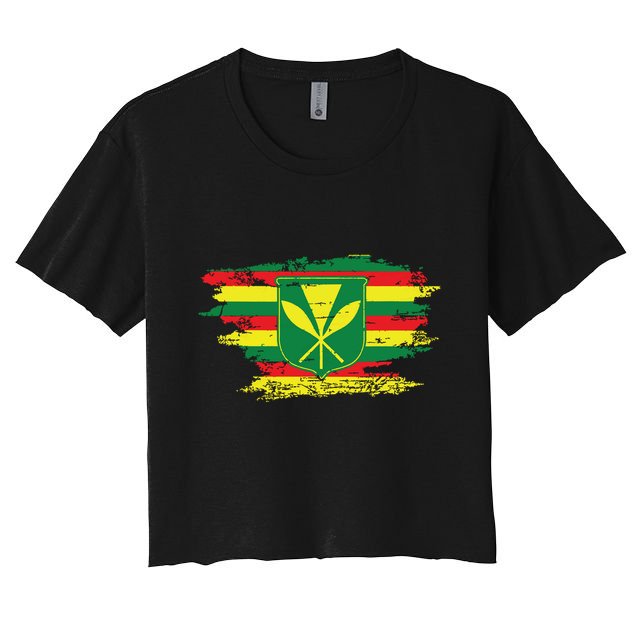 Kanaka Maoli Hawaiian Flag Pride Distressed Sovereign Gifts Crop Top