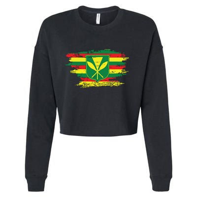 Kanaka Maoli Hawaiian Flag Pride Distressed Sovereign Gifts Cropped Pullover Crew