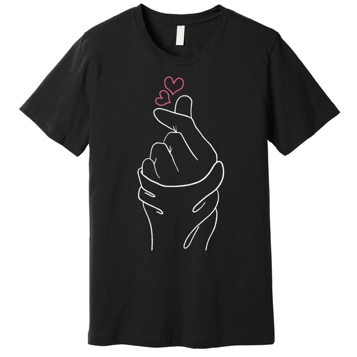 Kpop Merch Hand Symbol Heart Kdrama Korean Pop Music Premium T-Shirt