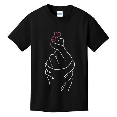 Kpop Merch Hand Symbol Heart Kdrama Korean Pop Music Kids T-Shirt