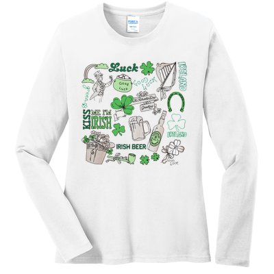 Kiss Me I'm Irish Ladies Long Sleeve Shirt