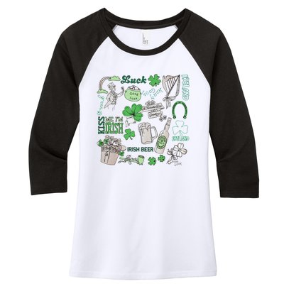 Kiss Me I'm Irish Women's Tri-Blend 3/4-Sleeve Raglan Shirt