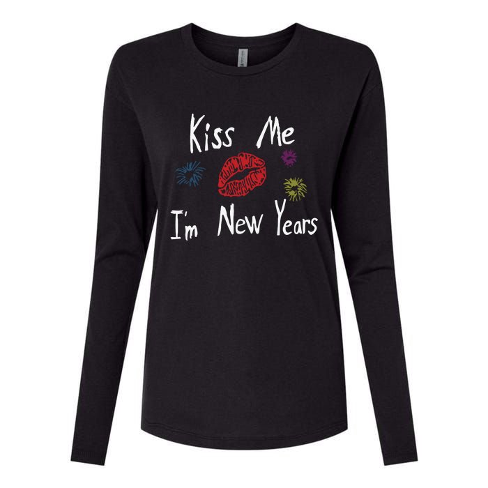 Kiss Me I’M New Years 2024 Womens Cotton Relaxed Long Sleeve T-Shirt