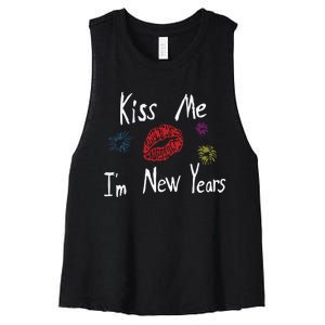 Kiss Me I’M New Years 2024 Women's Racerback Cropped Tank