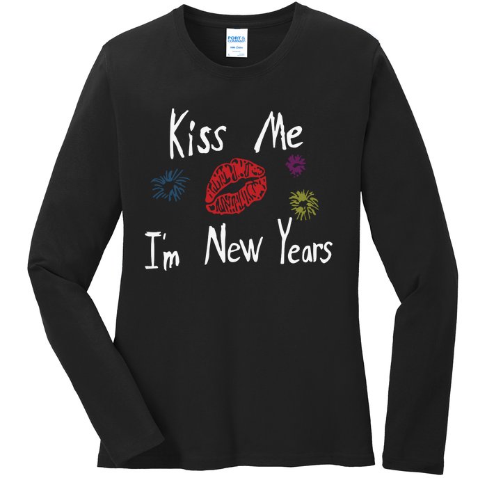 Kiss Me I’M New Years 2024 Ladies Long Sleeve Shirt