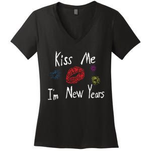 Kiss Me I’M New Years 2024 Women's V-Neck T-Shirt