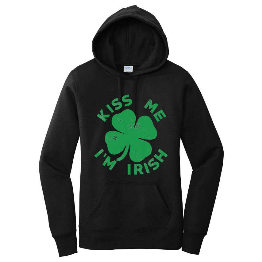 Kiss Me I'm Irish Funny Saint Patrick Day Women's Pullover Hoodie