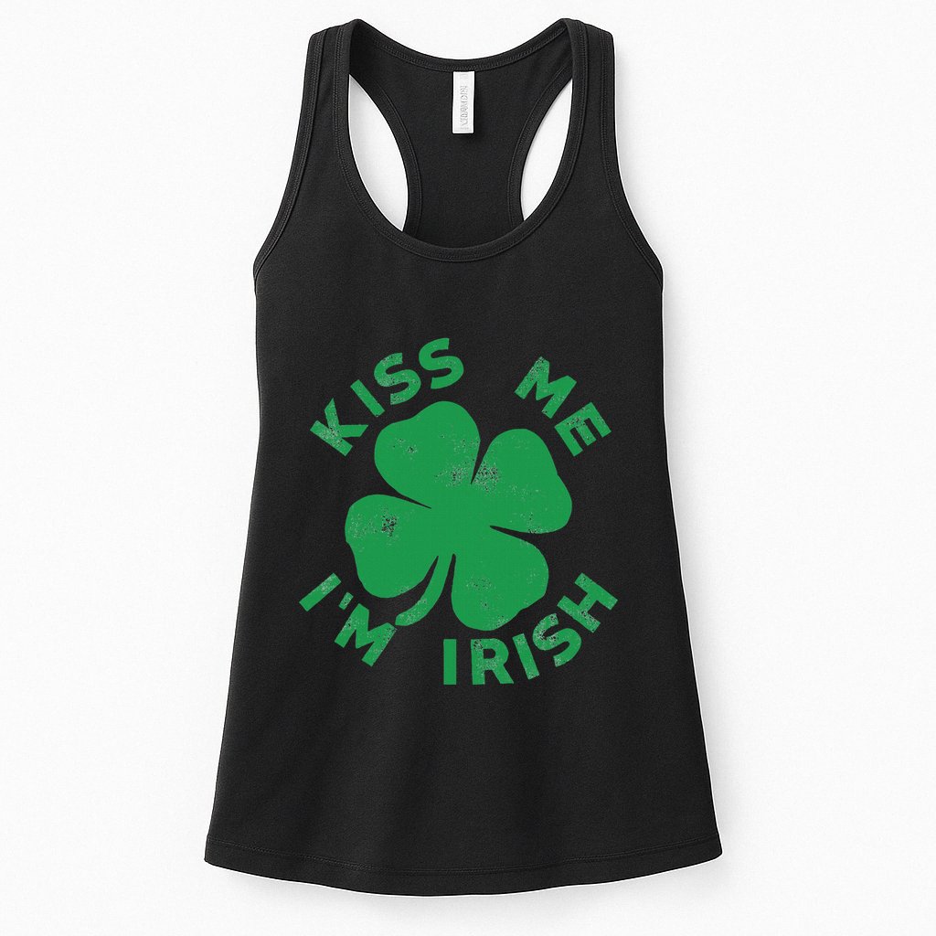 Kiss Me I'm Irish Funny Saint Patrick Day Womens Tank Top