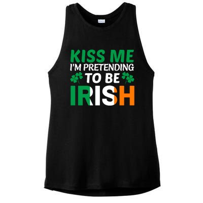 Kiss Me Im Pretending To Be Irish Ladies PosiCharge Tri-Blend Wicking Tank