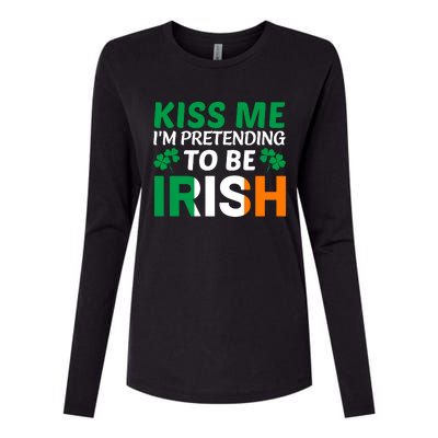 Kiss Me Im Pretending To Be Irish Womens Cotton Relaxed Long Sleeve T-Shirt