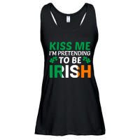 Kiss Me Im Pretending To Be Irish Ladies Essential Flowy Tank