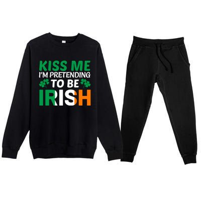 Kiss Me Im Pretending To Be Irish Premium Crewneck Sweatsuit Set