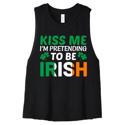 Kiss Me Im Pretending To Be Irish Women's Racerback Cropped Tank