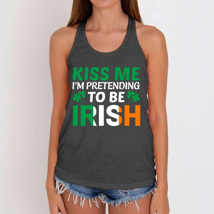 Kiss Me Im Pretending To Be Irish Women's Knotted Racerback Tank