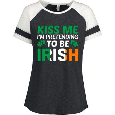 Kiss Me Im Pretending To Be Irish Enza Ladies Jersey Colorblock Tee