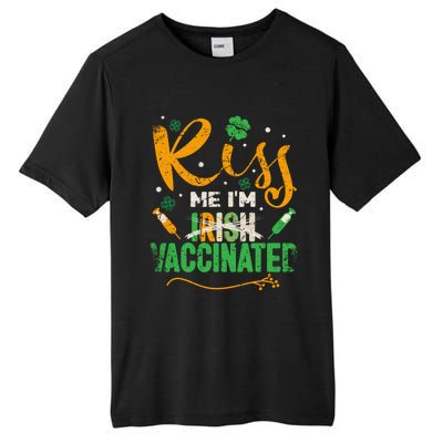 Kiss Me I Am Irish Vaccinated Gift Funny St Patrick Day 2021 Cute Gift Tall Fusion ChromaSoft Performance T-Shirt