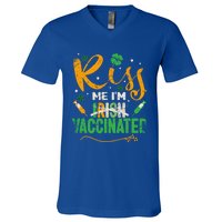 Kiss Me I Am Irish Vaccinated Gift Funny St Patrick Day 2021 Cute Gift V-Neck T-Shirt