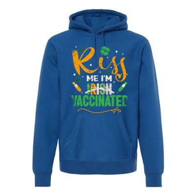 Kiss Me I Am Irish Vaccinated Gift Funny St Patrick Day 2021 Cute Gift Premium Hoodie