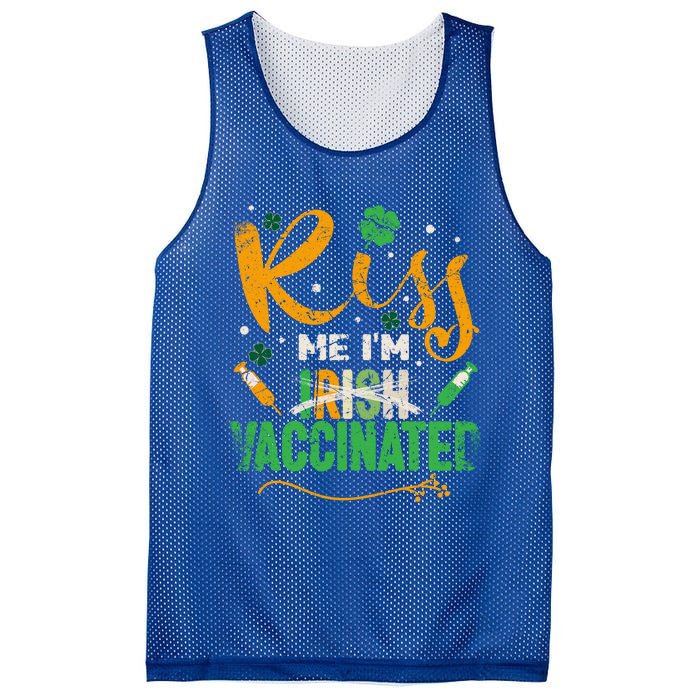 Kiss Me I Am Irish Vaccinated Gift Funny St Patrick Day 2021 Cute Gift Mesh Reversible Basketball Jersey Tank