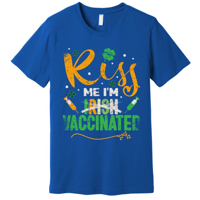 Kiss Me I Am Irish Vaccinated Gift Funny St Patrick Day 2021 Cute Gift Premium T-Shirt