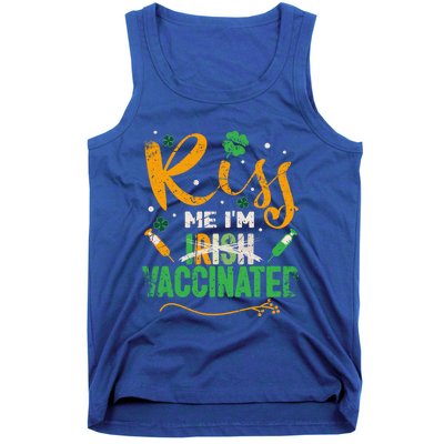 Kiss Me I Am Irish Vaccinated Gift Funny St Patrick Day 2021 Cute Gift Tank Top