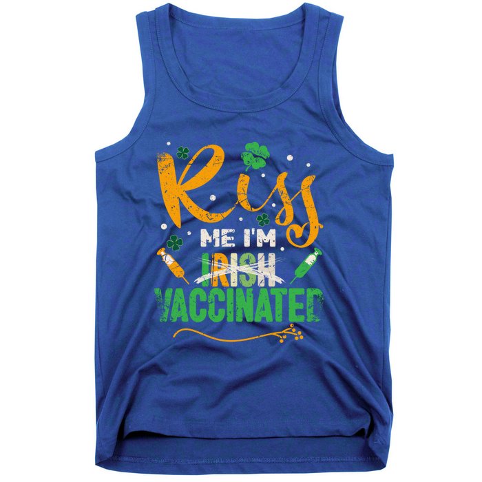 Kiss Me I Am Irish Vaccinated Gift Funny St Patrick Day 2021 Cute Gift Tank Top