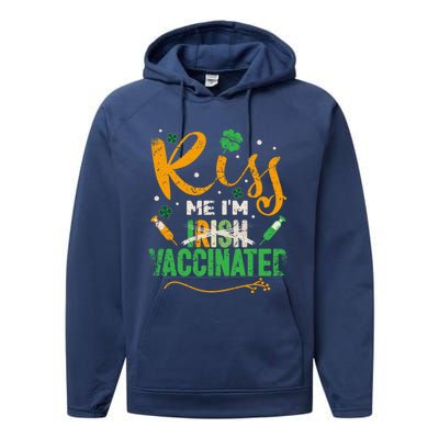 Kiss Me I Am Irish Vaccinated Gift Funny St Patrick Day 2021 Cute Gift Performance Fleece Hoodie