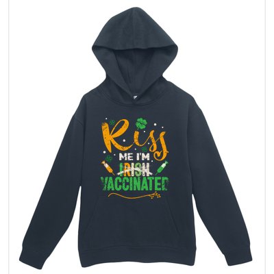 Kiss Me I Am Irish Vaccinated Gift Funny St Patrick Day 2021 Cute Gift Urban Pullover Hoodie