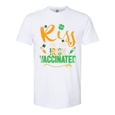 Kiss Me I Am Irish Vaccinated Gift Funny St Patrick Day 2021 Cute Gift Softstyle CVC T-Shirt