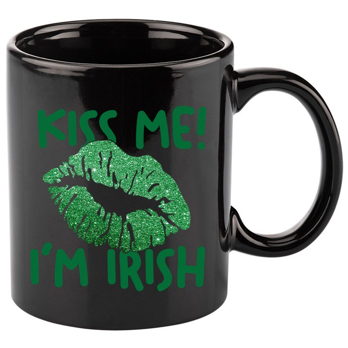 Kiss Me Im Irish St Patricks Day 11oz C Handle Ceramic Mug