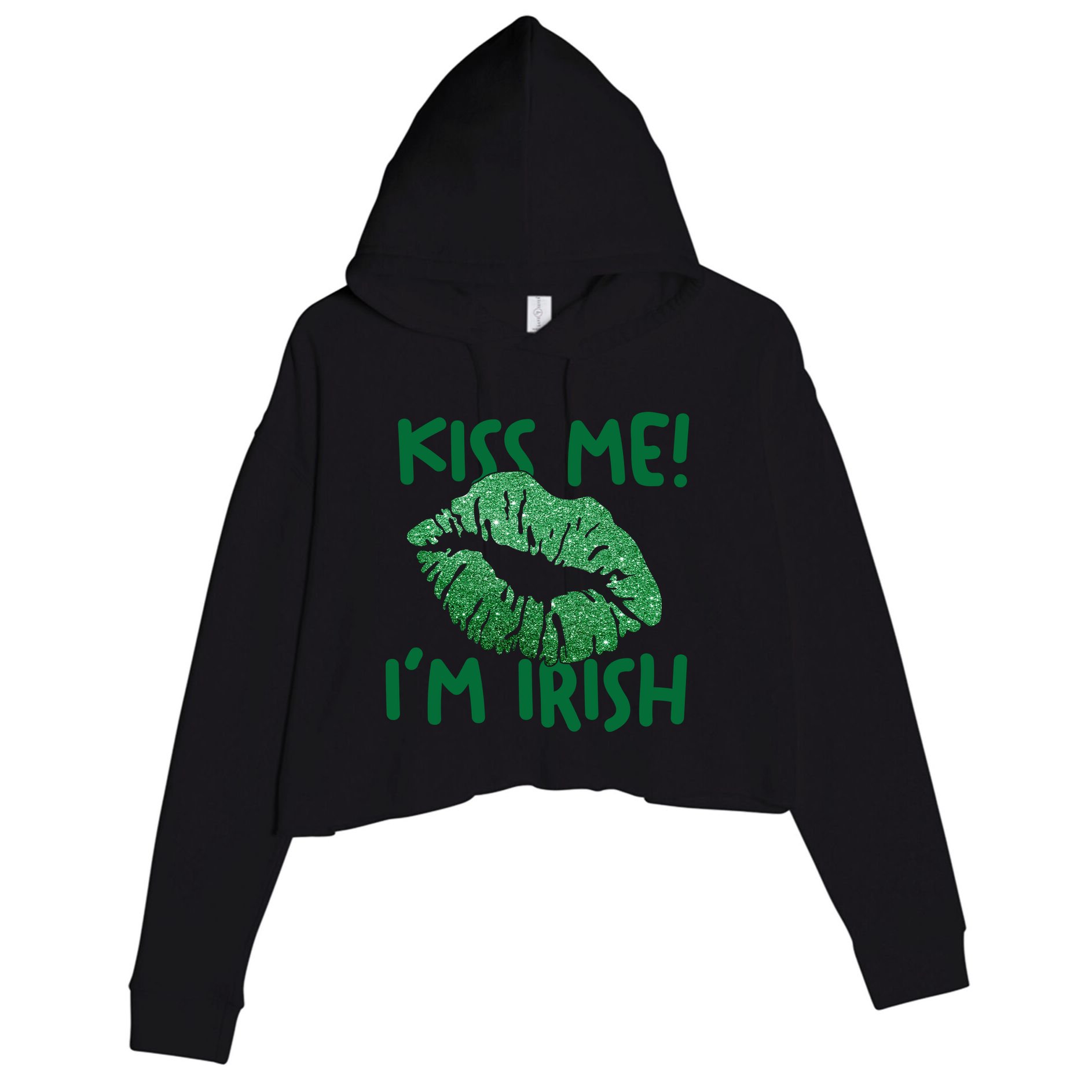Kiss Me Im Irish St Patricks Day Crop Fleece Hoodie