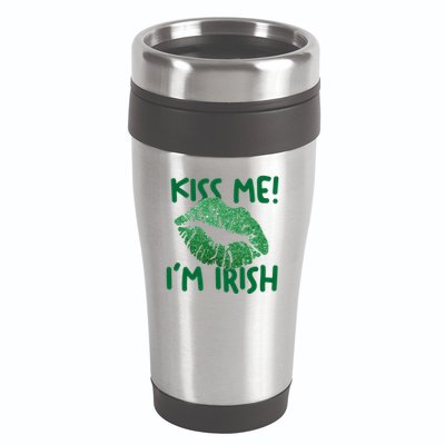 Kiss Me Im Irish St Patricks Day 16oz Travel Tumbler