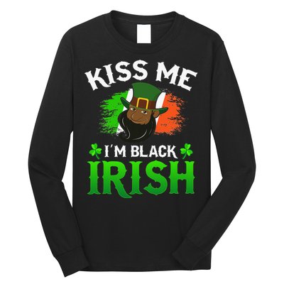 Kissing Me I'm Black Irish Ireland Flag St Patricks Day Long Sleeve Shirt