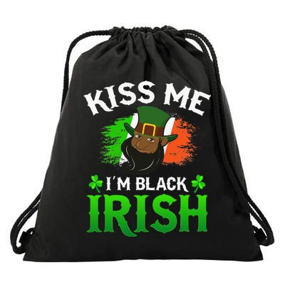 Kissing Me I'm Black Irish Ireland Flag St Patricks Day Drawstring Bag