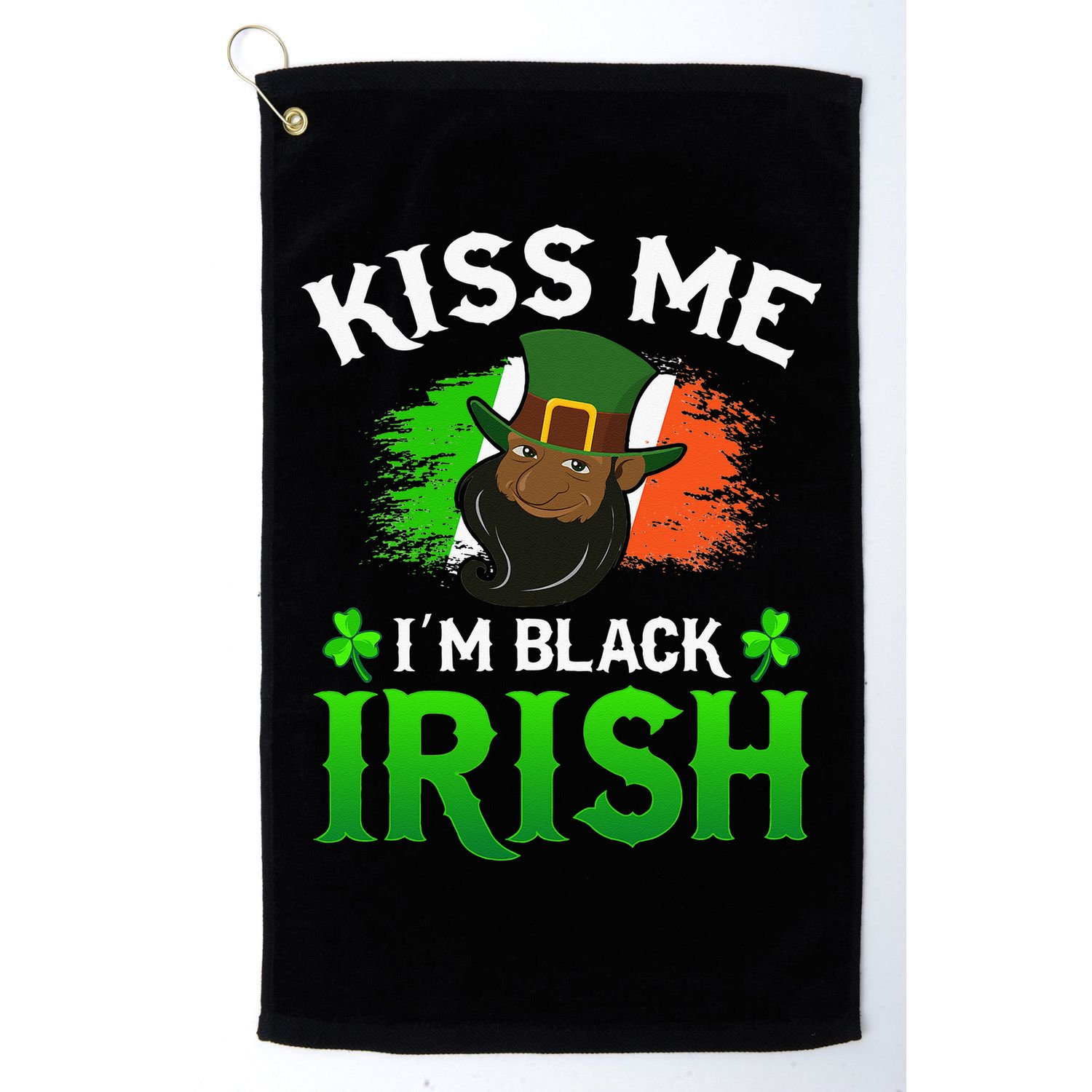 Kissing Me I'm Black Irish Ireland Flag St Patricks Day Golf Towel