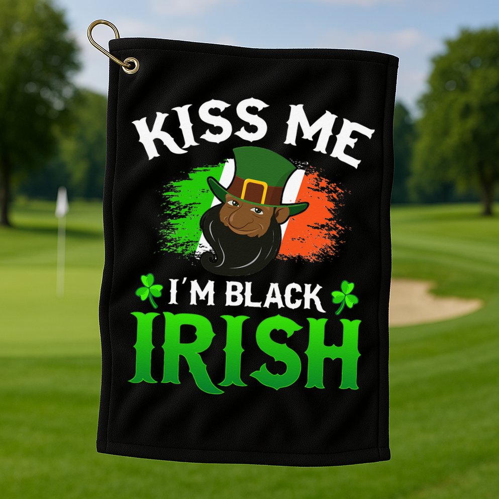 Kissing Me I'm Black Irish Ireland Flag St Patricks Day Golf Towel