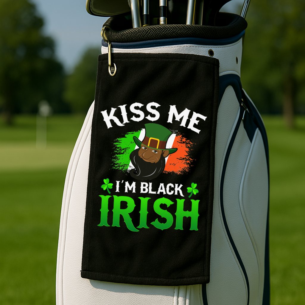 Kissing Me I'm Black Irish Ireland Flag St Patricks Day Golf Towel