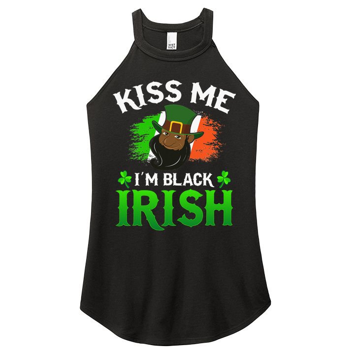 Kissing Me I'm Black Irish Ireland Flag St Patricks Day Women's Perfect Tri Rocker Tank