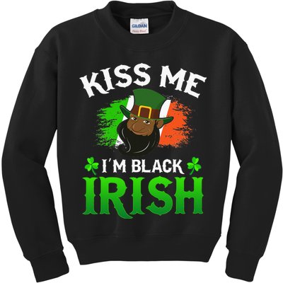 Kissing Me I'm Black Irish Ireland Flag St Patricks Day Kids Sweatshirt