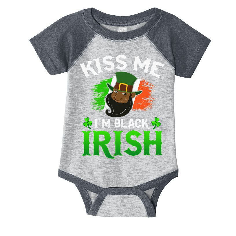 Kissing Me I'm Black Irish Ireland Flag St Patricks Day Infant Baby Jersey Bodysuit